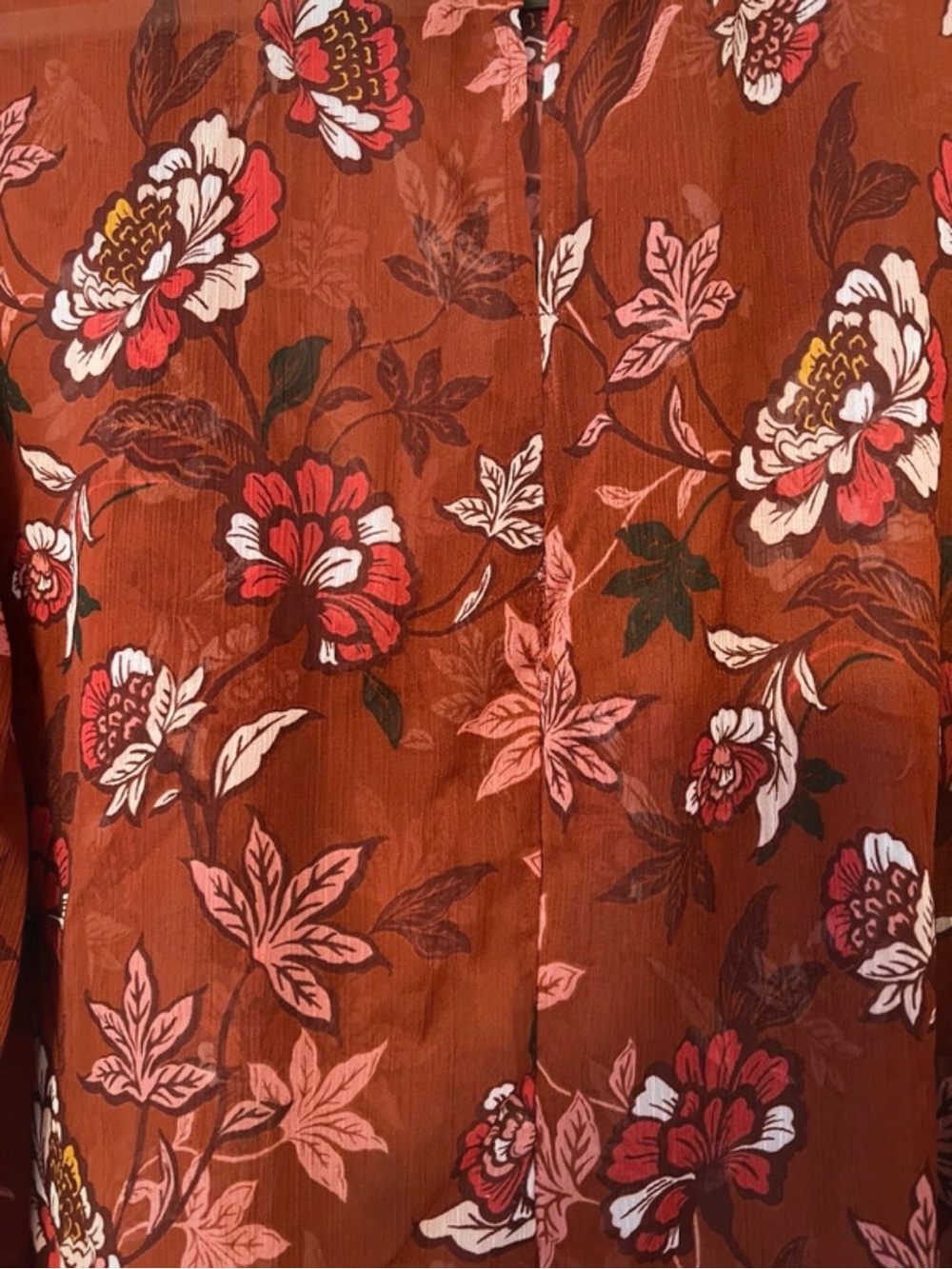 ELOQUII Floral Ruffle Neck Blouse Size 22 Sheer Boho Fall Top - Picture 8 of 10